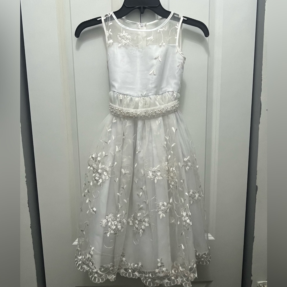 White flower girl or baptism dress